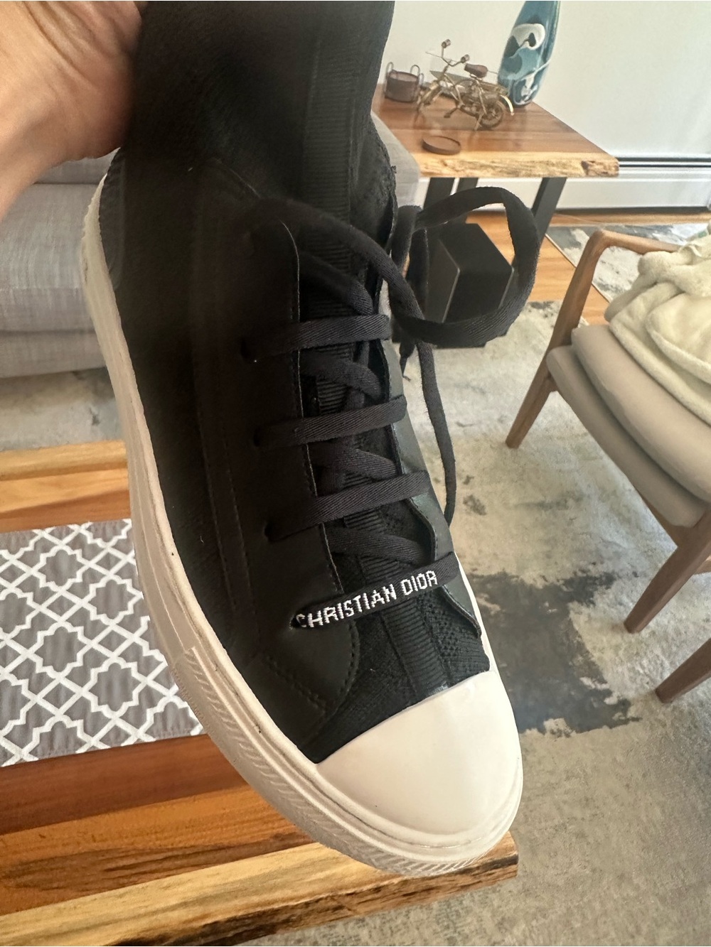 Dior women’s Black Canvas Low-Top Sneakers with White Toe
